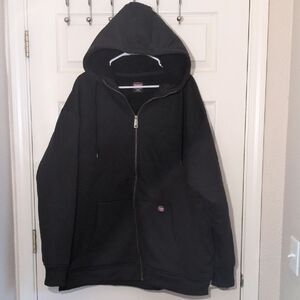 Wrangler Heavy Workwear Black Zippered Hooded Jacket With Interior Fleece. Great